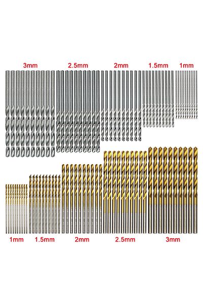 Choice 100pc Twist Drill 100pc Twist Drill 1-3mm Hand Electric Drill Diy Woodwork Drill Titanium Plated Nat