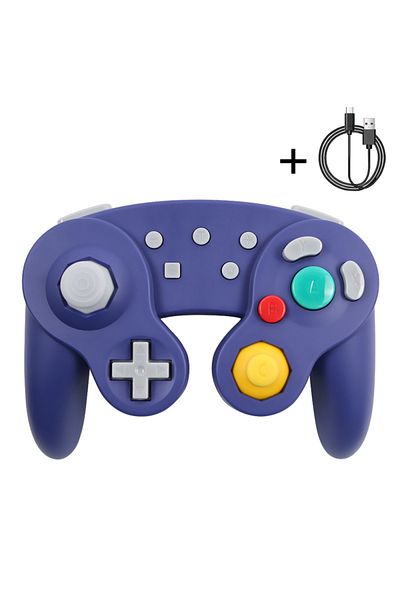 DUTRIEUX وحدة تحكم لاسلكية بتقنية البلوتوث باللون الأزرق لجهاز Nintendo Switch Gamecube متوافقة مع Nintendo Switch/Li