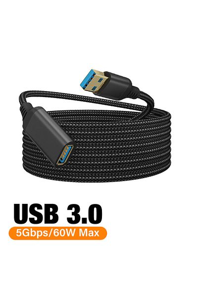 Nephy كابل بيانات USB 3.0 عالي السرعة مضفر من النايلون الأسود بطول 3 أمتار، مناسب لأجهزة الكمبيوتر والكاميرات