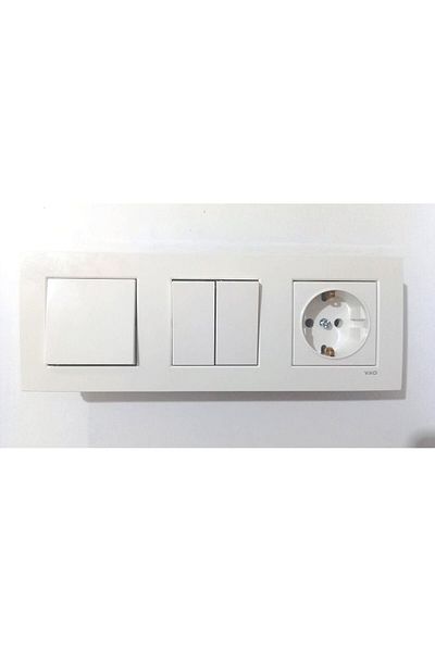 VİKO Viko Karre White 3-Piece Set Commutator (Dual Switch) Switch Grounded Socket