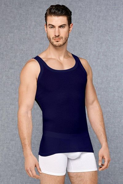 NazikEndam Dore Anse Men's Camisole Micro Modal Square Collar Undershirt 2045 Navy