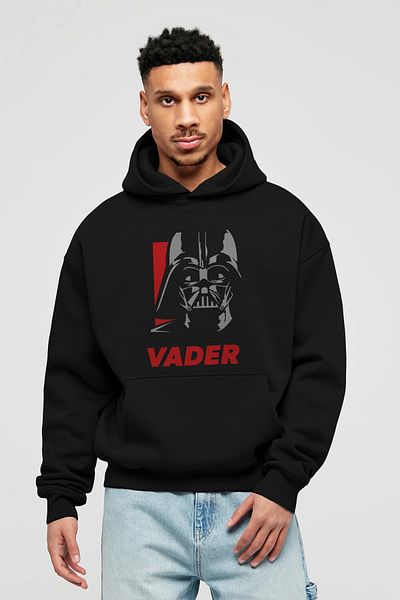 Ankhises Hanorac negru cu glugă cu imprimeu Darth Vader - Bărbați Femei
