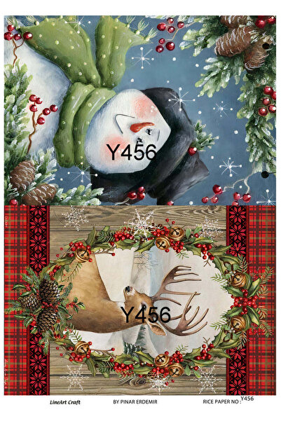 LİNEART ورق ديكوباج نحاسي بنمط عيد الميلاد الخطي رقم: Y456 - 29x42 سم