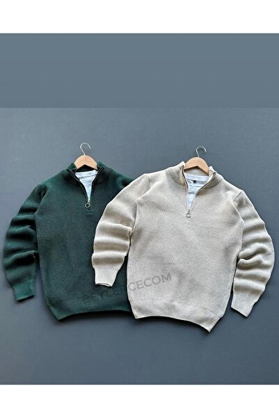 LEYEL Moda Pulover Selanik din tricotaj cu jumătate de fermoar, pachet de 2