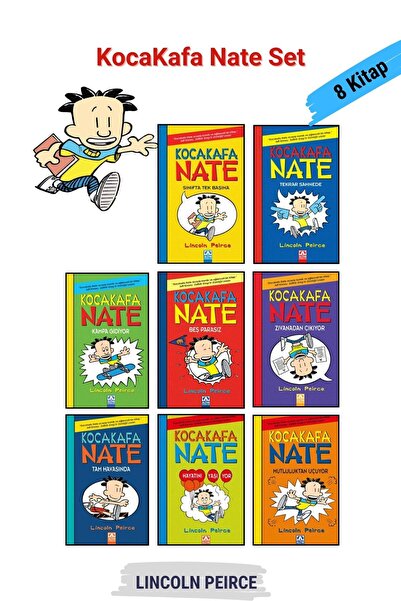 Altın Kitaplar KocaKafa Nate, 8 Kitap Tam Set, +9 Yaş Kitap - Çocuklar için Ç...