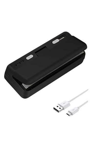 Choice Black Mini Sealer 2in1 Plastic Bag Sealing Machine Portable Food Package Bags Sealer USB Rechargeabl