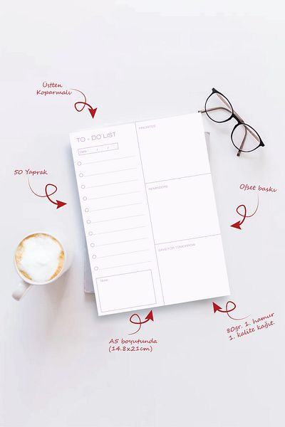Copyder A5 Pastel Colored Minimalist to Do List Notepad Planner Memo Pad 50 Sheets