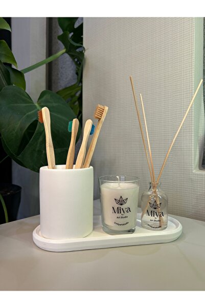 Miya Art Studio Διακοσμητικός δίσκος από σκυρόδεμα / θήκη οδοντόβουρτσας / αρ...