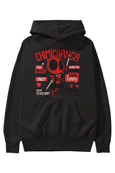 Ankhises Deadpool (9) Hanorac negru supradimensionat cu glugă pentru bărbați și femei