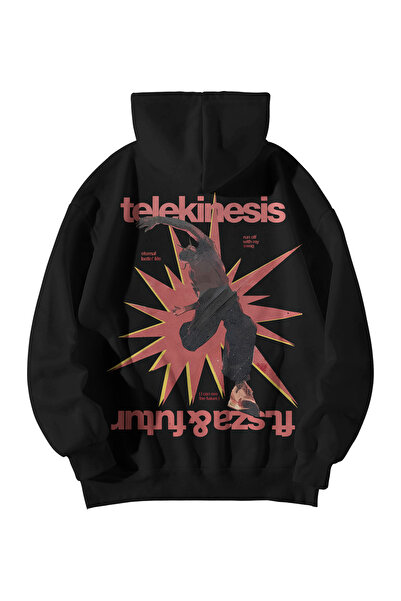 Scrovtie Femei Bărbați Negru Travis Scott Telekinesis Imprimat Oversize Hoode...
