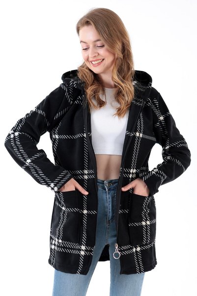 Modayase Women's Zippered Fleece Cardigan Coat