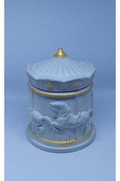 Porta blu Decorative Concrete Carousel Box Organizer with Lid, Decor Organizer
