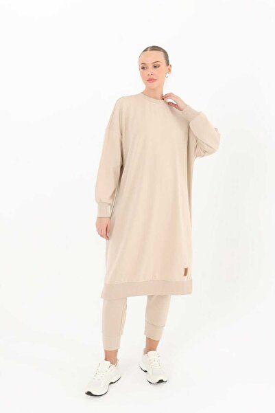 Soul Kadın Bisiklet Yaka Organik Pamuk Uzun Tunik 30645