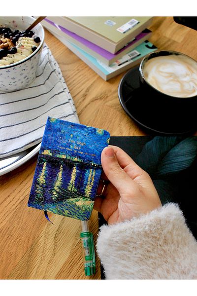Nova Crafts Starry Night on the Rhone Themed Mini Notebook / Note Holder