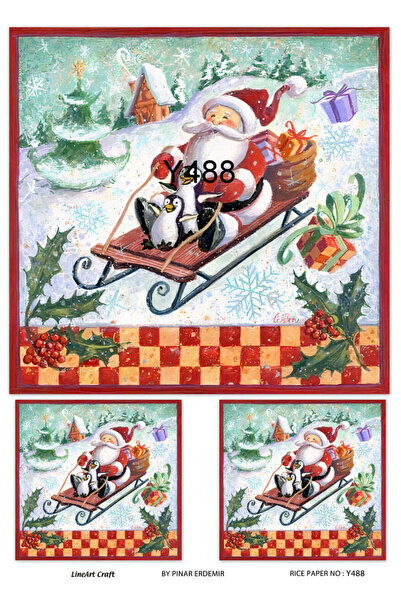 LİNEART ورق ديكوباج نحاسي بنمط عيد الميلاد Lineart رقم: Y488 - 29x42 سم