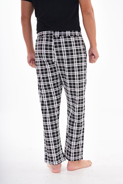Arvin Erkek Pamuklu Cepli Ekose Baskılı Beli Lastikli Pijama Altı Eşofman