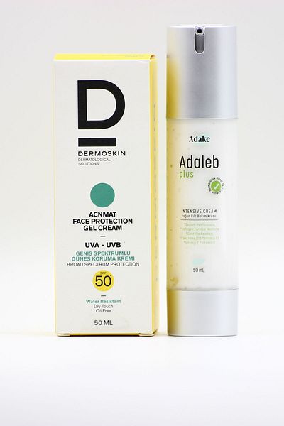 Dermoskin Acn Mat Face Protection 50 Spf Cream and Anti-Blemish Adaleb Cream