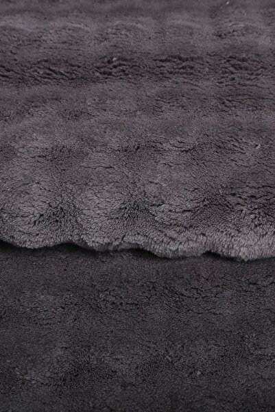Teksev Bubble Anthracite Color Sports Fringed Cutting Plush Runner Machine Washable Non-Slip Based Carpet