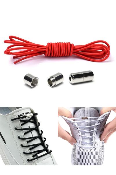 Heel'sUp Practical Red Smart Elastic Laces - Metal Locked Round Shoelaces