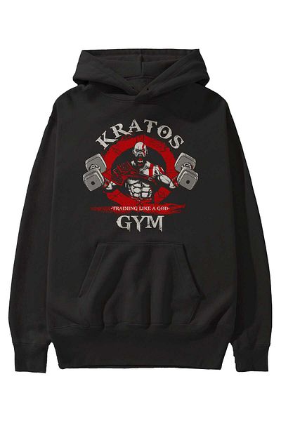 Ankhises Hanorac negru cu glugă supradimensionat Kratos GYM - bărbați și femei