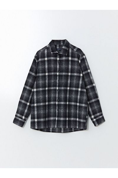 LC Waikiki Ανδρικό πουκάμισο Cozy Fit μακρυμάνικο καρό Gabardine