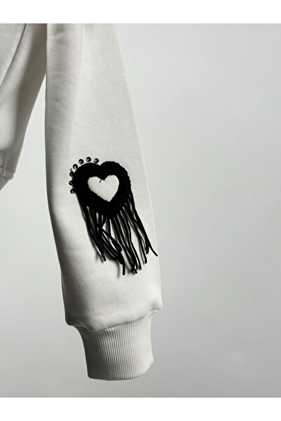 Big Love Детайлен суичър с кръгло деколте и сърце