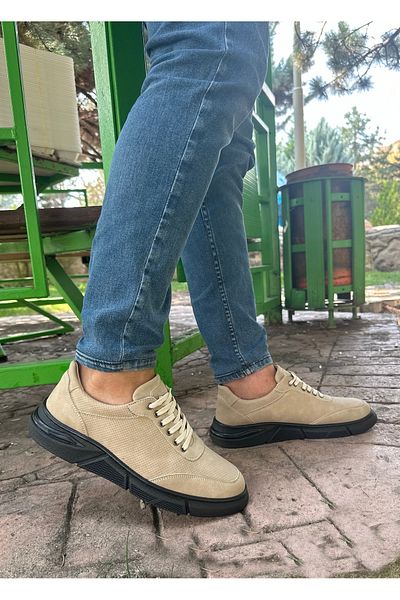 Bonjey Ανδρικά παπούτσια casual Cream Skin Αδιάβροχο συνθετικό δέρμα με λαστιχένια κορδόνια Μέγεθος 40 έως 44