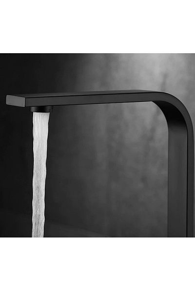 VSA Matte Black Swan Square Kitchen Sink Faucet