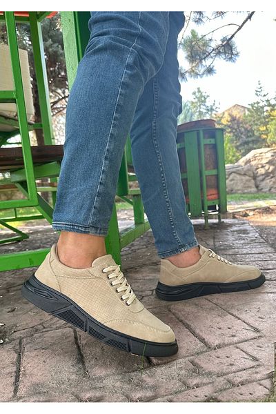 Bonjey Ανδρικά παπούτσια casual Cream Skin Αδιάβροχο συνθετικό δέρμα με λαστιχένια κορδόνια Μέγεθος 40 έως 44