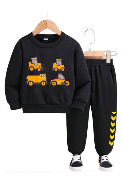 Massgai Детски анцуг с визуален принт на багер, специален памучен горен и дол...