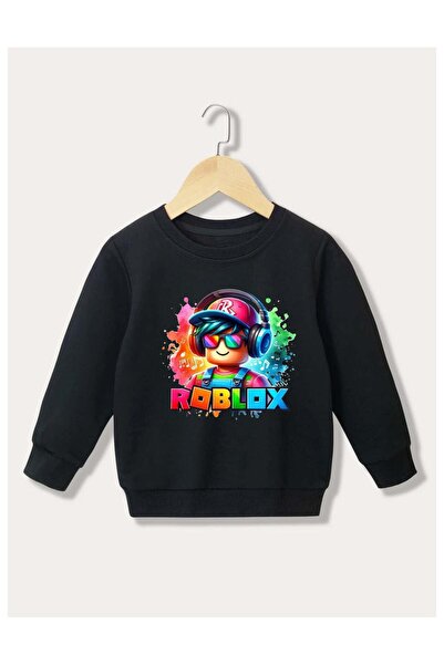 Massgai Детски суитшърт с кръгло деколте с принт на игра Roblox