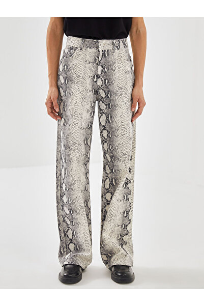 LC Waikiki Ecru Straight Fit Patterned Women's Jeans