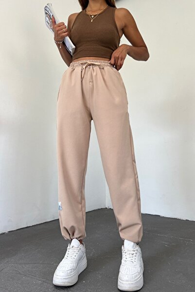 Sun Victoria Women's Cream Adjustable Leg Oversize Loose Pants/Sweatpants