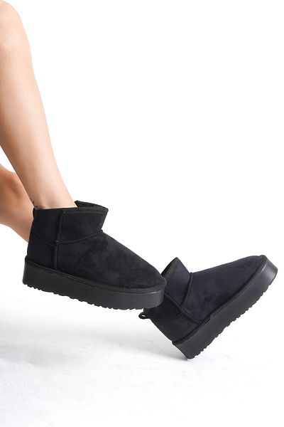 sfy shoes Μποτάκια σουέντ με χοντρή γούνα στο εσωτερικό