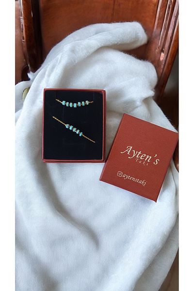 AYTENS TAKI Natural Turquoise Necklace Bracelet Set