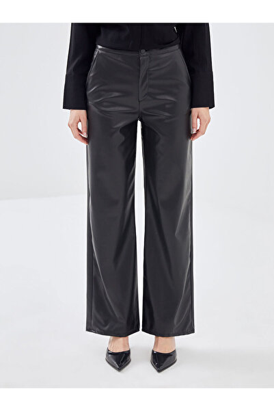 LC Waikiki Lcw Standart Fit Deri Görünümlü Kadın Pantolon