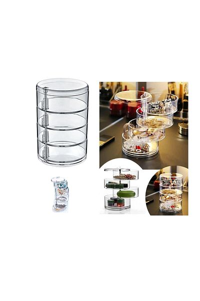 Ovebu Jewelry - Makeup and Accessory Organizer 4 Tiers - Transparent (Dark)