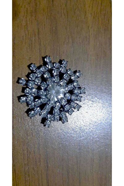İMREN AKSESUAR White Rhinestone 3cm Black Free Nickel Coated Metal Button 1 Piece