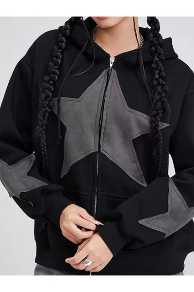 Aesthia Ζακέτα MINGALONDON Unisex Vintage Star Zip Oversize με κουκούλα