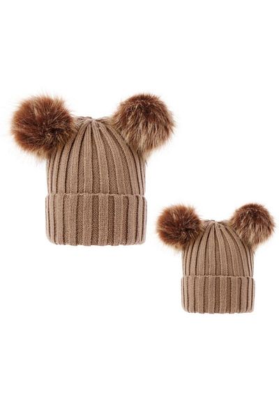 OEM Drool mother and child hat set (Color: Khaki)