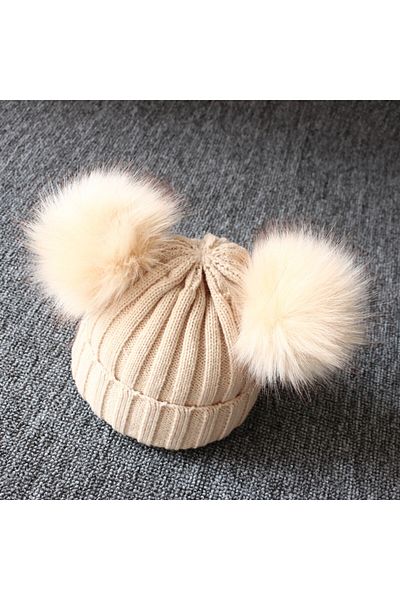 OEM Alex Hat with 2 Drool Pom Poms (Color: Khaki)