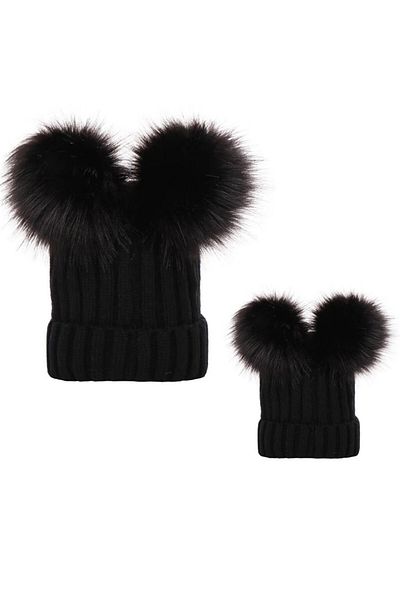 OEM Drool mother and child hat set (Color: Black)