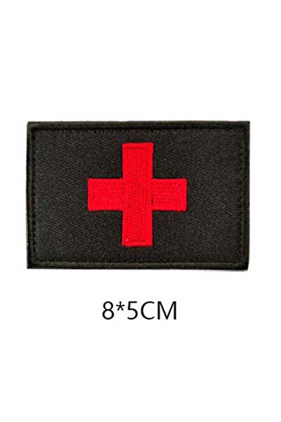 Choice3 01-Black 5X8CM Red Cross Applique Badges Embroidery Tactical Hook and...