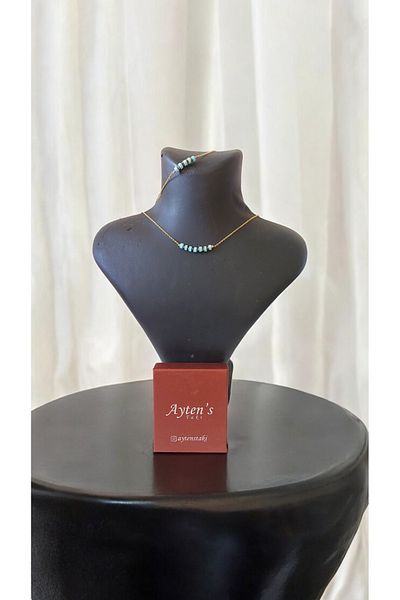AYTENS TAKI Natural Turquoise Necklace Bracelet Set