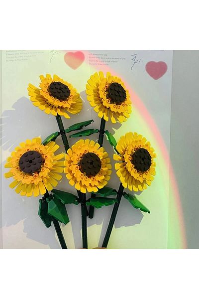 Choice Sunflower Blocks City Creative Plant Desktop Decoration Building Blocks Girls Toys Birthday Gifts...