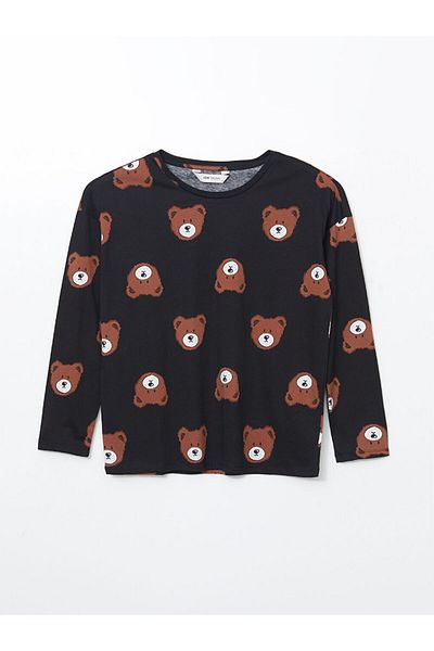 LC Waikiki Set de pijamale de damă cu imprimeu negru