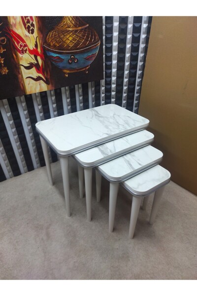 sandıkçı HACI HAFIZ 4 Lü Mdf Ahşap Zigon Sehpa Takımı ,dörtlü Ahşap Modern Zi...