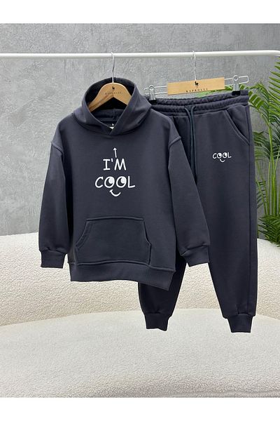 KAPROLLI 100% Cotton Kids Bottom Top Tracksuit Set 3 Thread Rasterless Hooded Nursery School Set