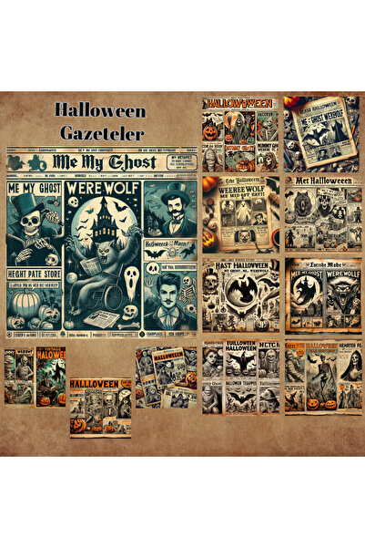 Pink Swan Craft ملصقات سجل القصاصات العتيقة للهالوين - مجموعة ملصقات مخططة غي...