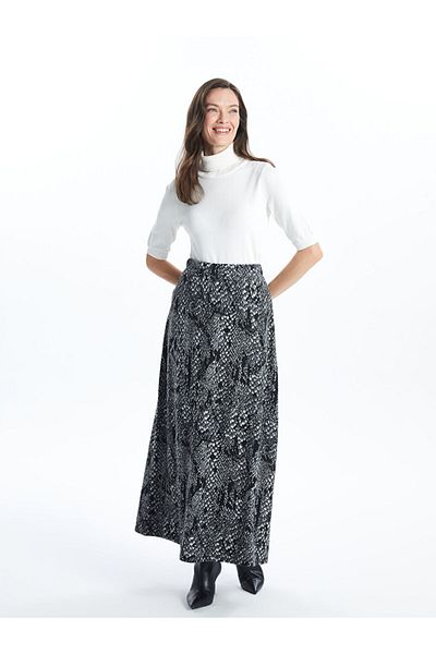 LC Waikiki Patterned Women's Skirt with Elastic Waist